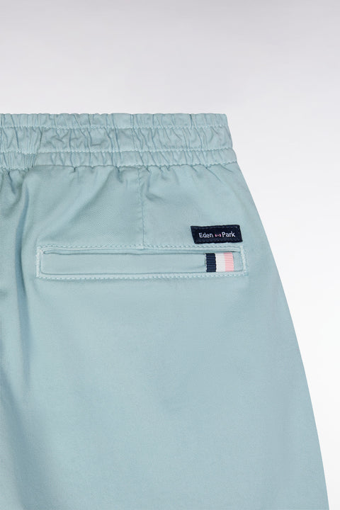 Sea green stretch cotton Bermuda shorts with an elasticated waistband - Image 2