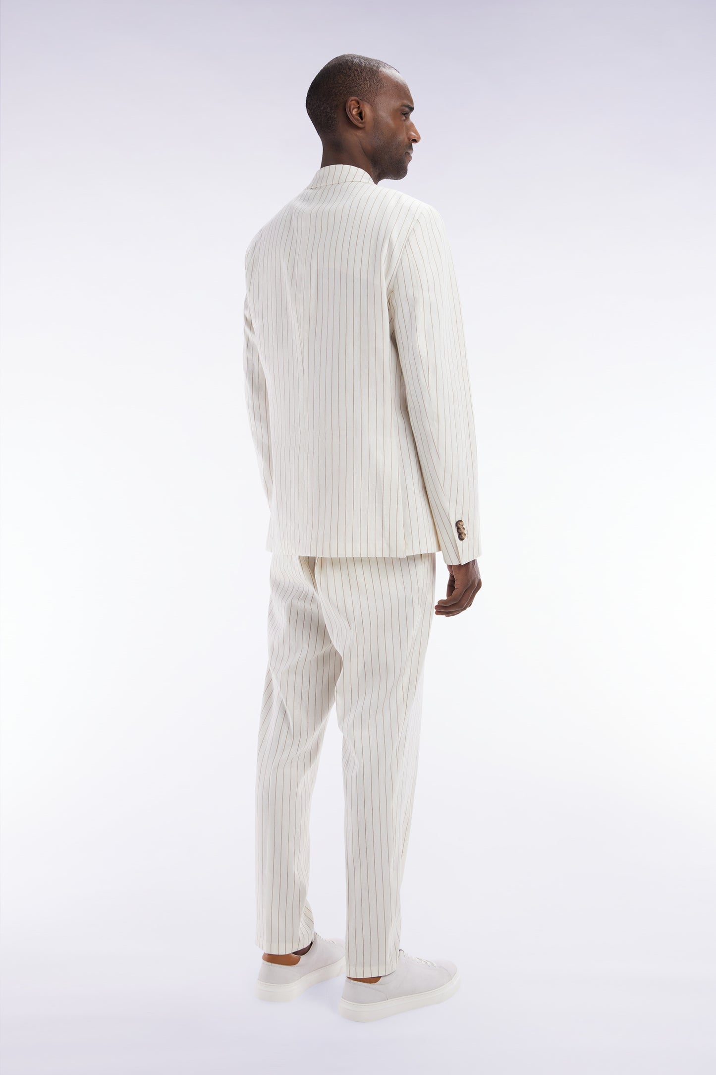 Ecru tennis stripe elastic pants