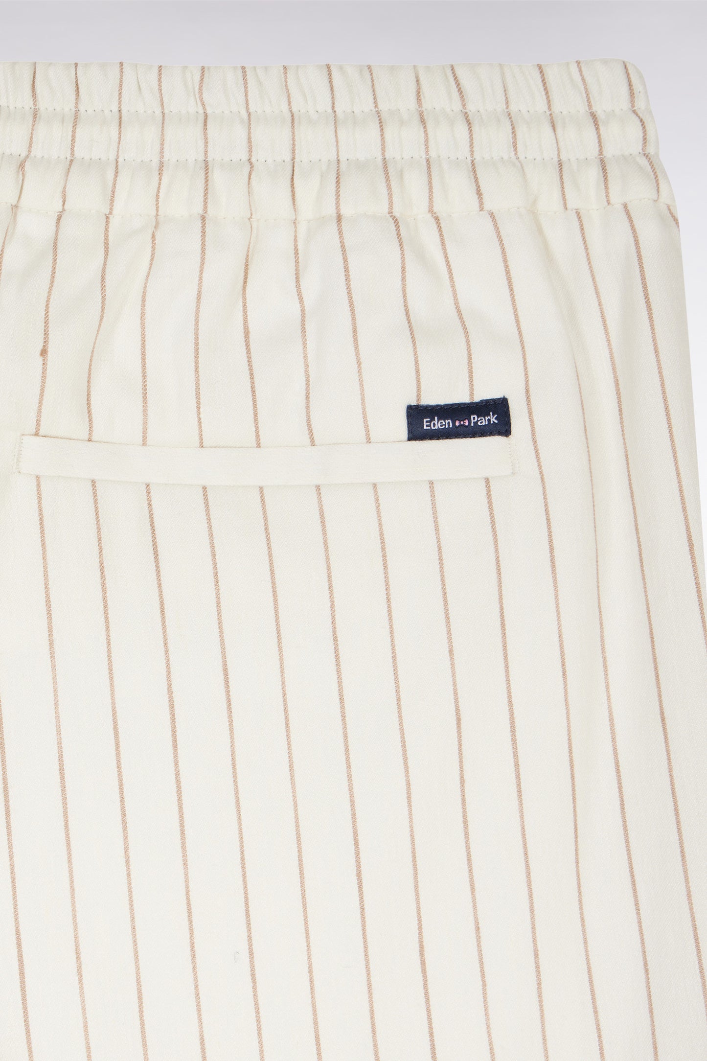 Ecru tennis stripe elastic pants
