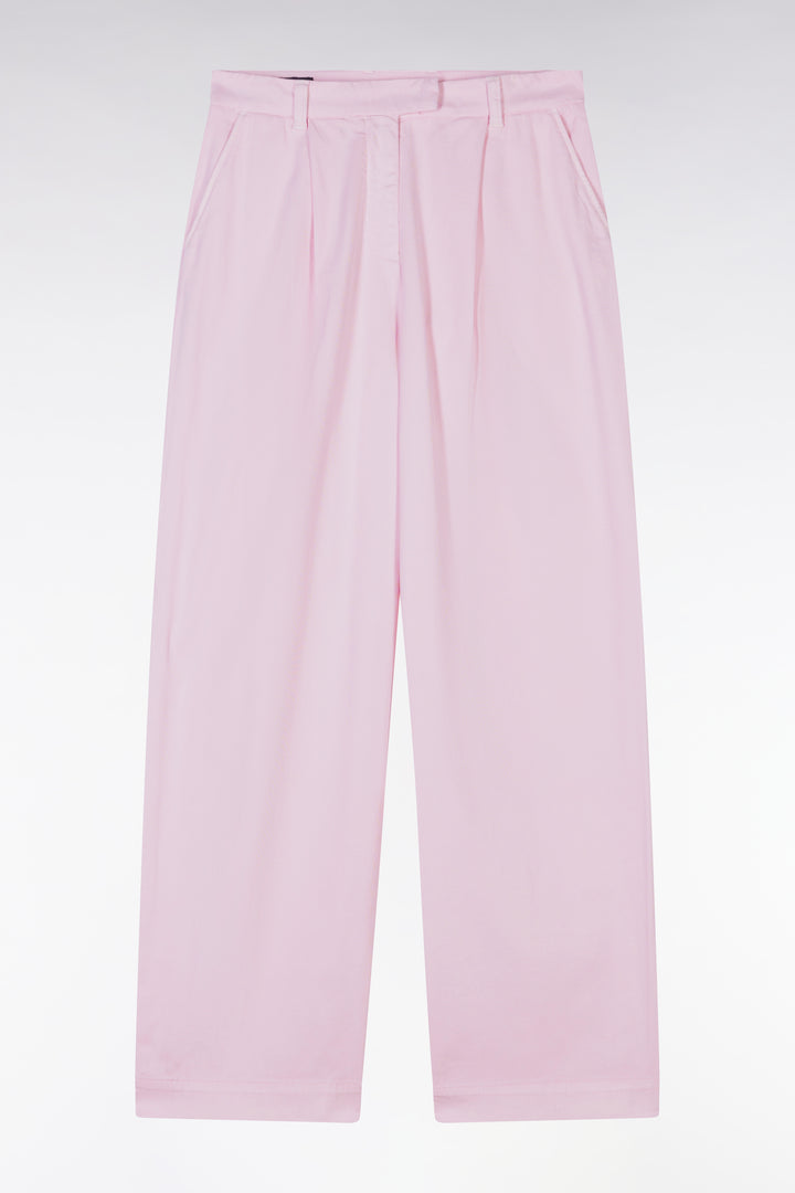 Pantalon en coton stretch rose coupe décontractée