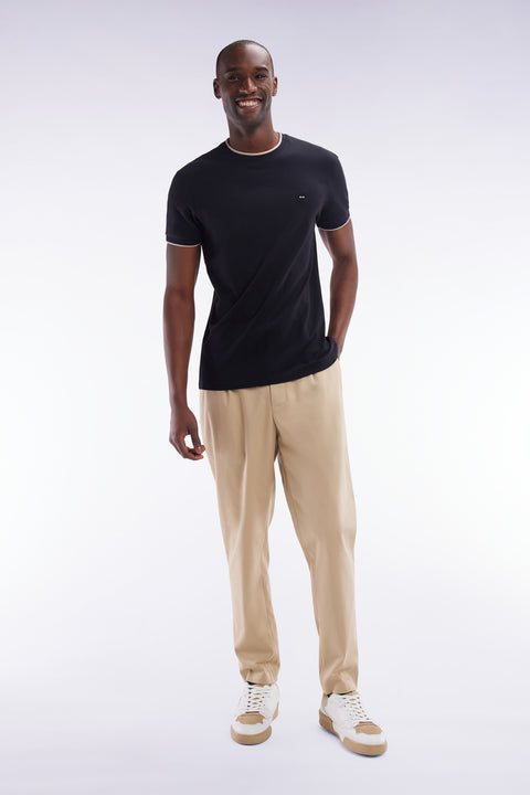 Elastic trousers in beige lyocell and stretch cotton - Image 3