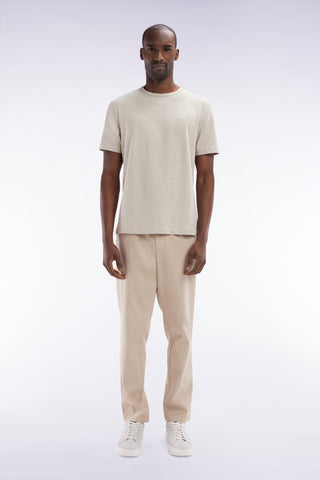 Stretch cotton beige elastic trousers in Modern fit