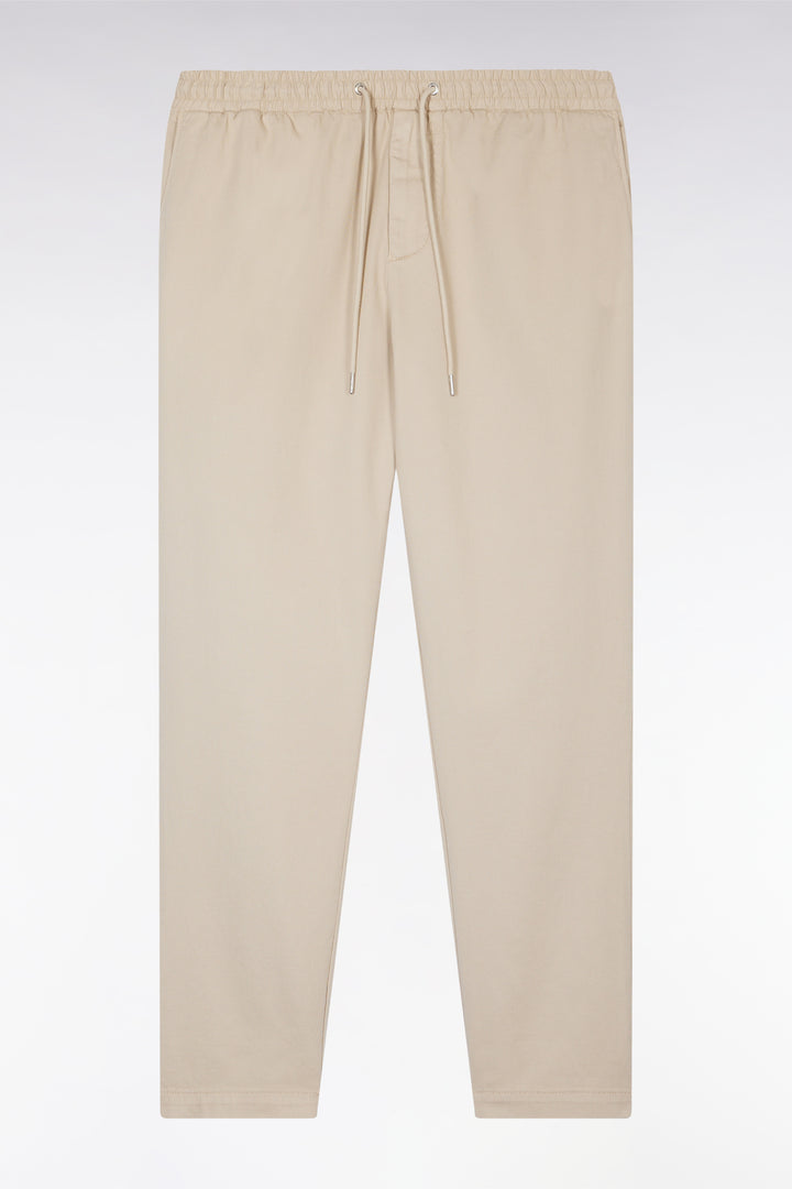 Pantalon à taille élastique en coton stretch coupe Modern beige