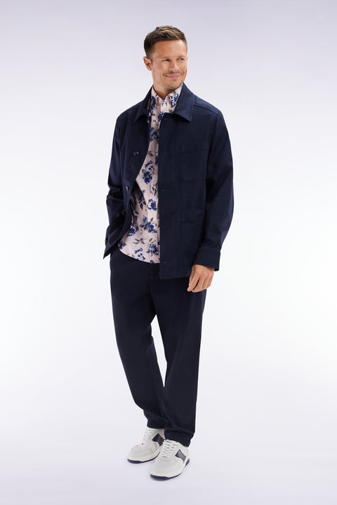 Stretch cotton navy elastic trousers in Modern fit - Image 2