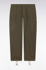 Straight-cut khaki cotton cargo pants