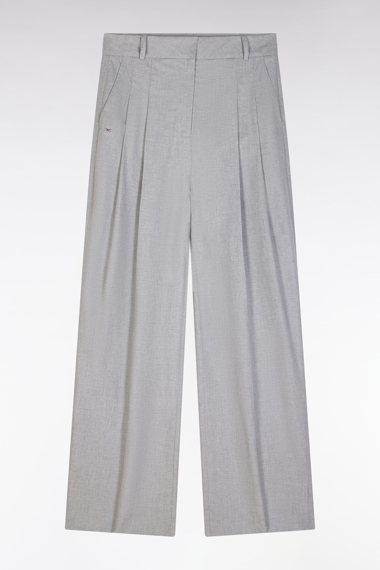 Pantalon à jambes larges en coton stretch gris coupe oversized