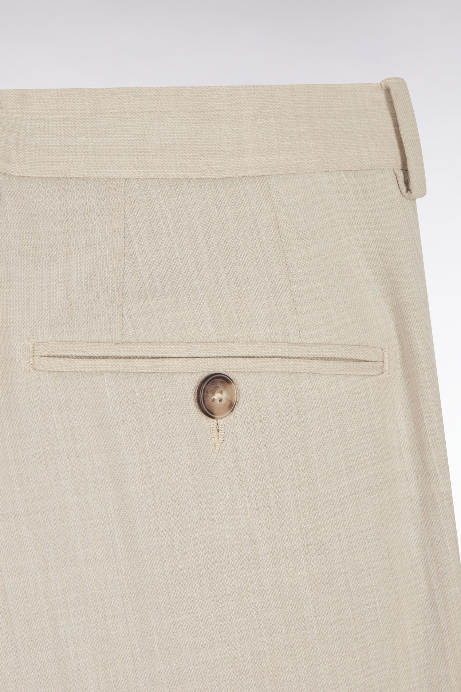 Pantalon à taille élastiquée en laine et coton stretch mélangés beige