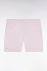 Elastic waist shorts in plain pink stretch cotton