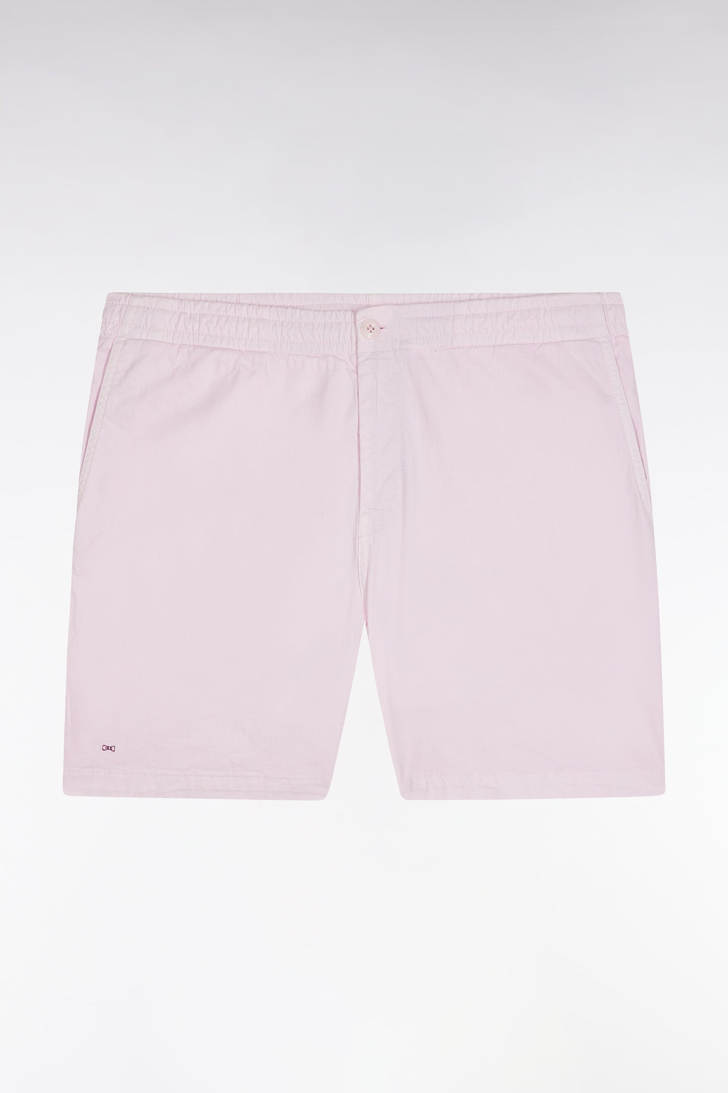 Short à taille élastique en coton stretch uni rose