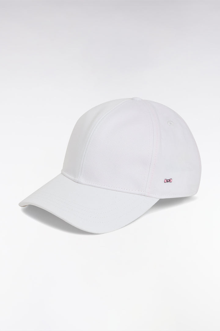 Casquette unie en twill de coton blanc broderie nœud papillon