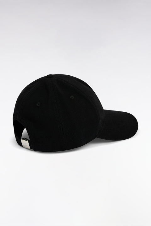 Black cotton piqué cap with bow tie embroidery - Image 3