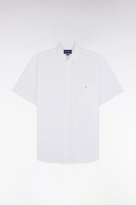 Straight white cotton short-sleeved shirt - Image 2