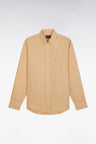 Straight-fit camel linen shirt