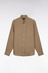 Straight-fit sand linen shirt