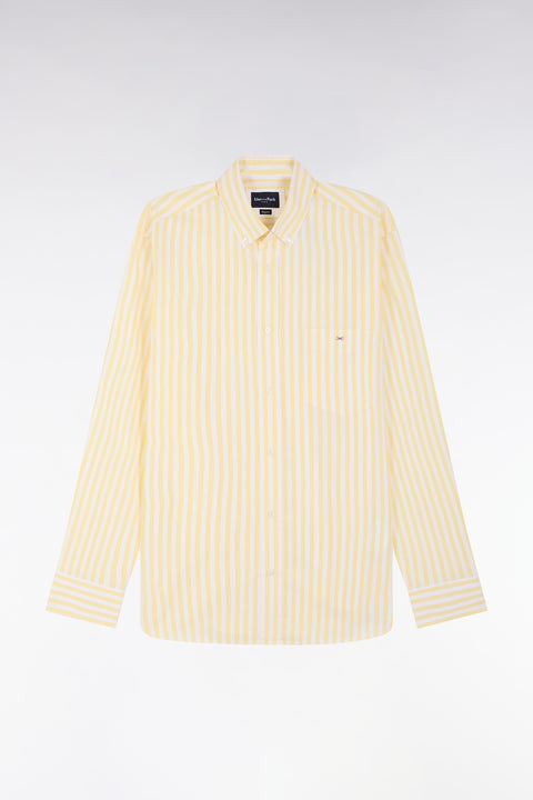 Straight-fit striped ivory cotton shirt - Image 2