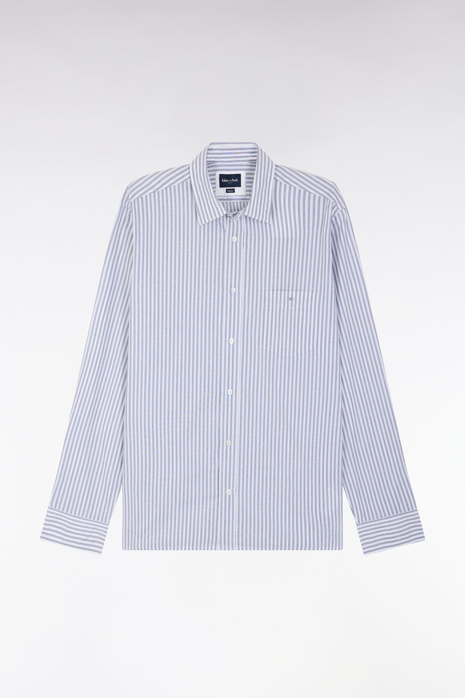 Chemise en coton à rayures bleu foncé coupe droite