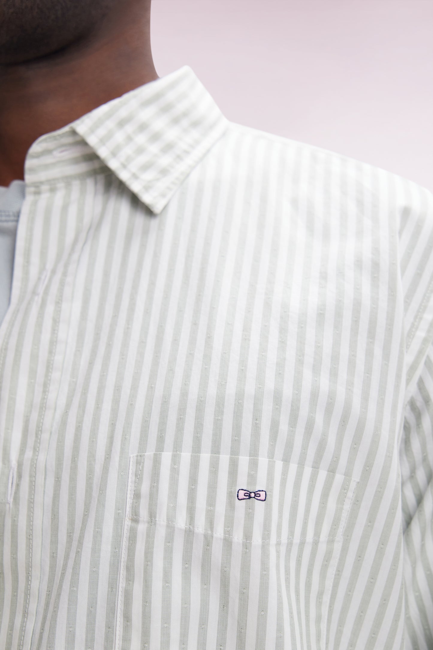 Straight-fit grey striped cotton shirt