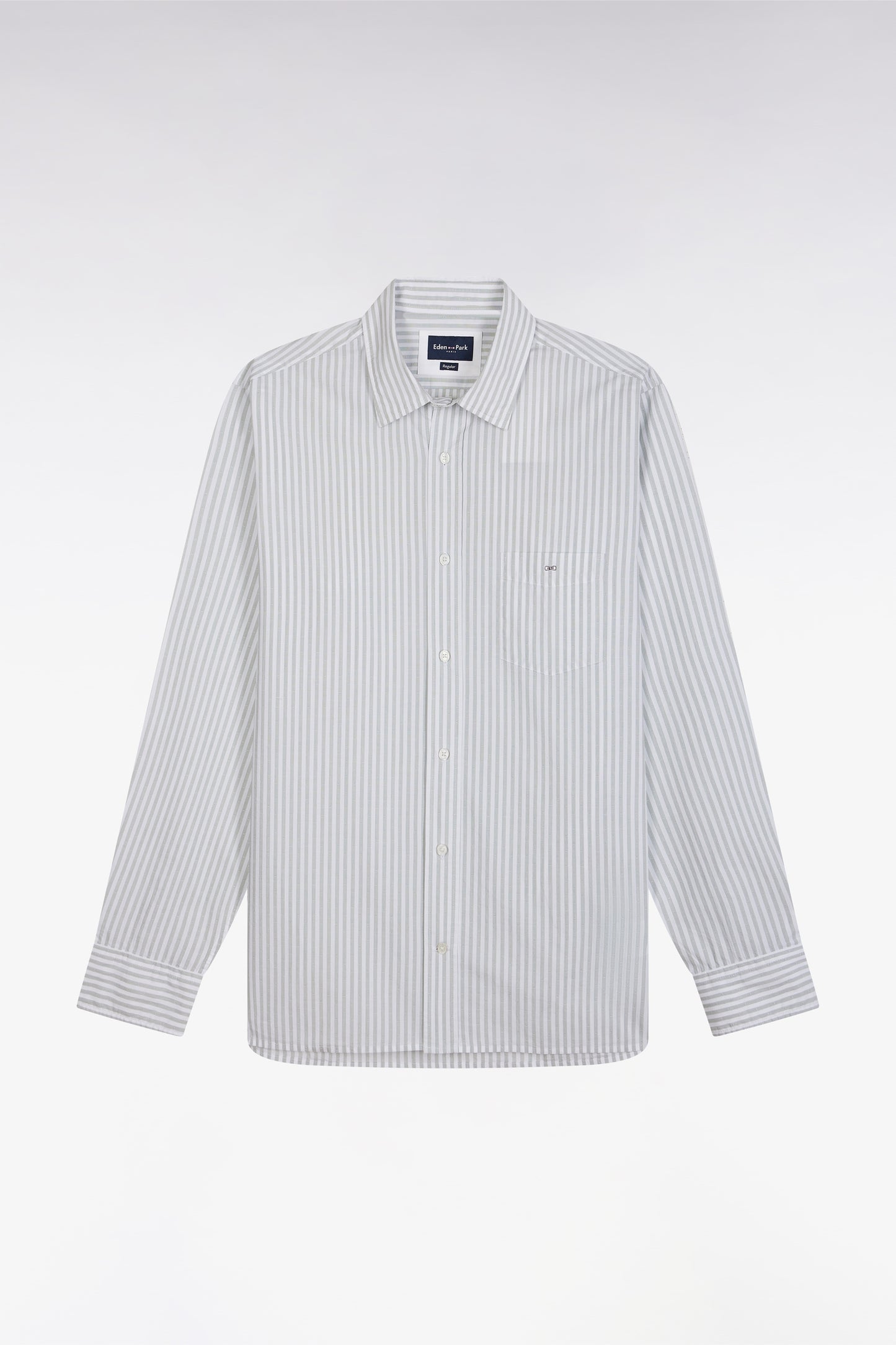 Straight-fit grey striped cotton shirt