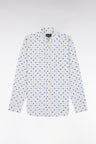 Off white cotton navy knot micropattern shirt, straight cut
