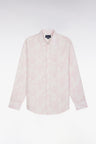 Straight-fit pink cotton poplin shirt with bow tie print