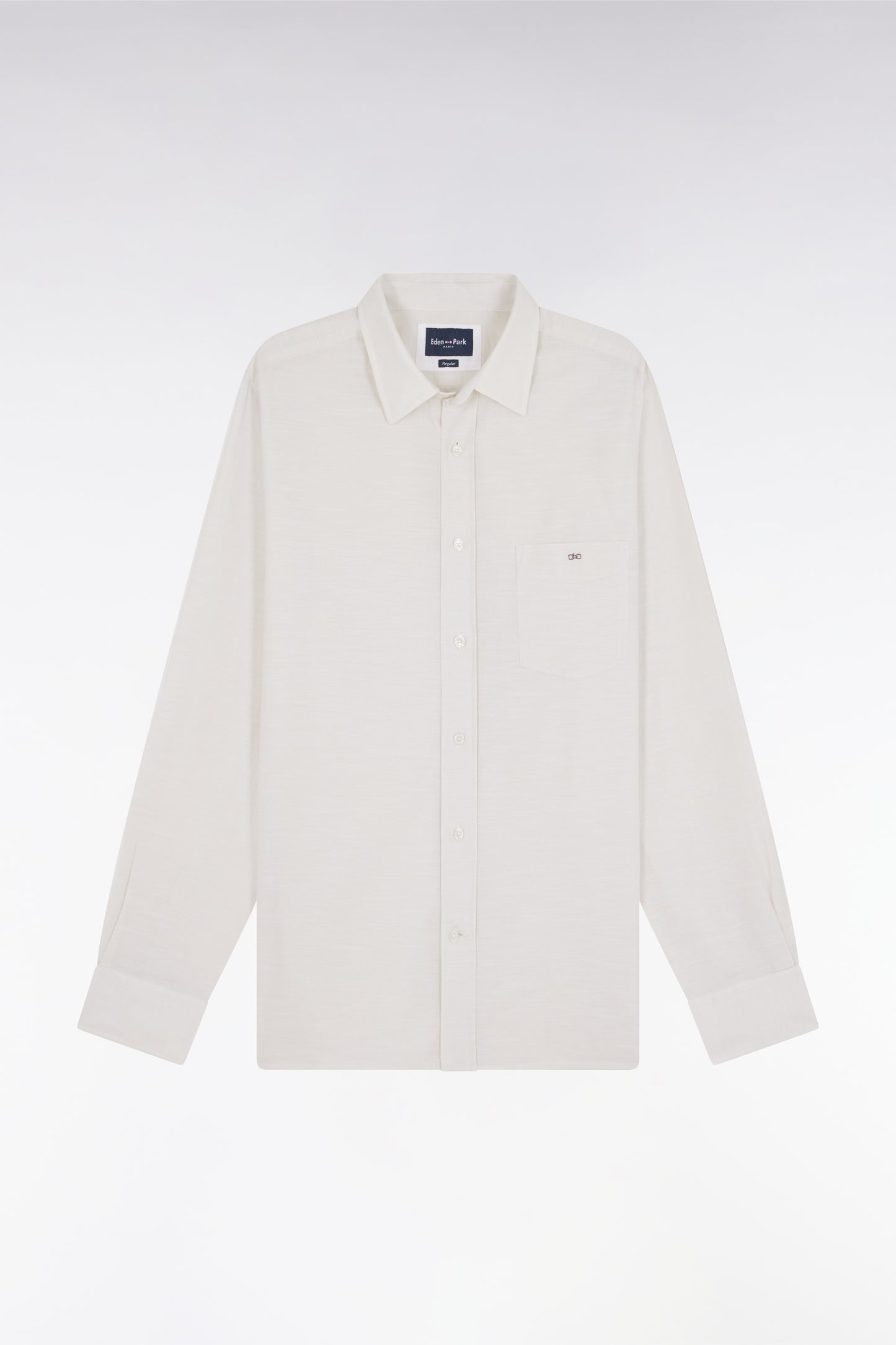 Chemise unie à poche plaquée en coton beige