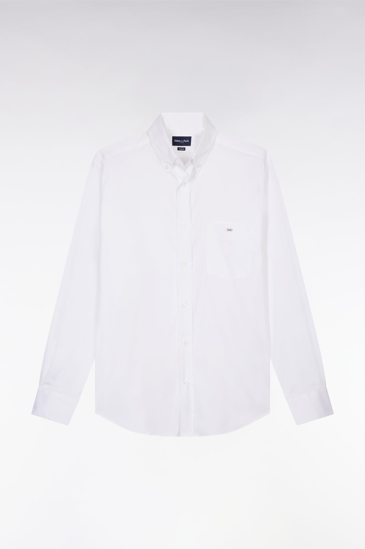 Chemise en twill de coton blanc unie coupe droite