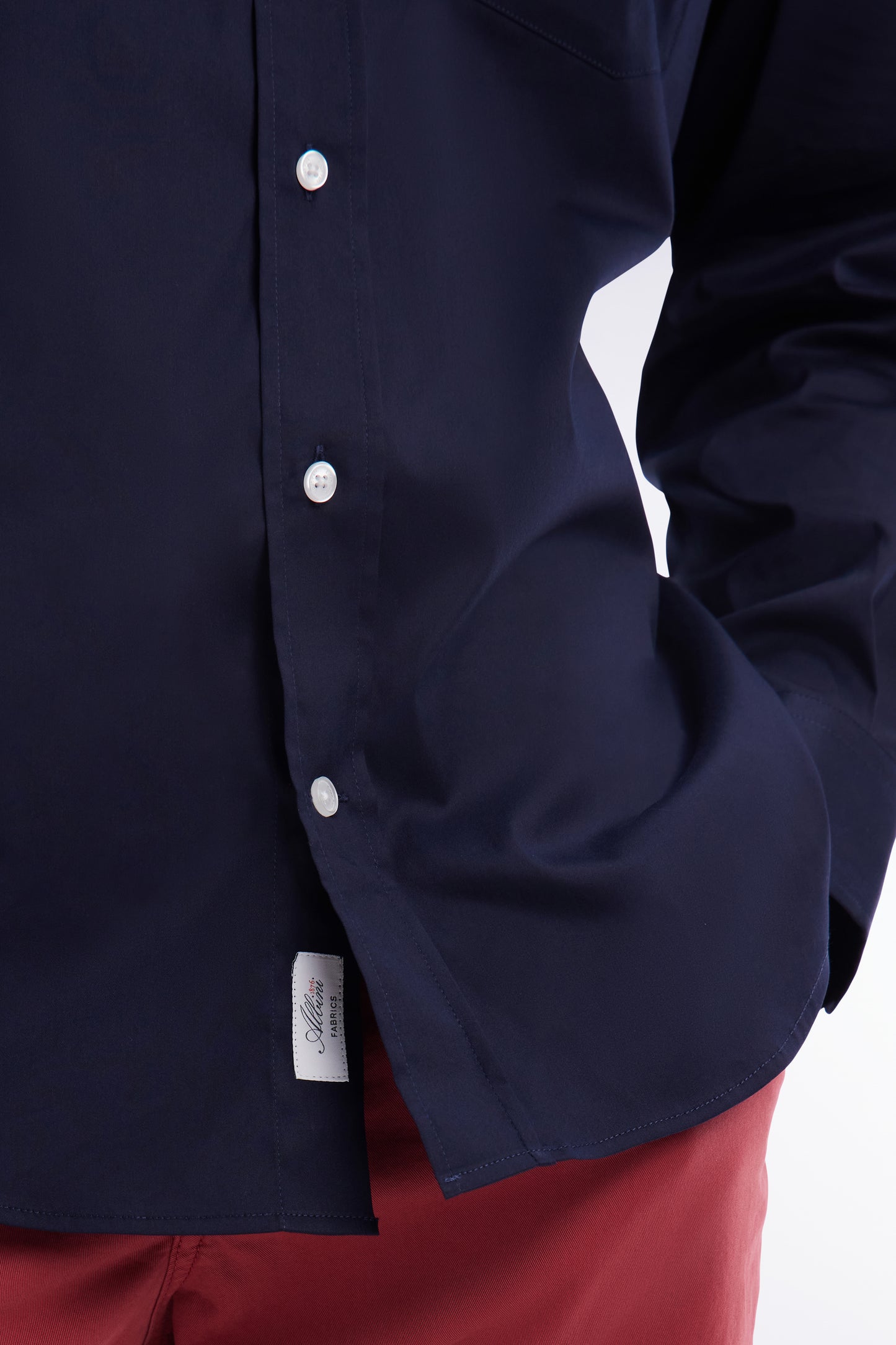 Straight-fit navy cotton twill shirt