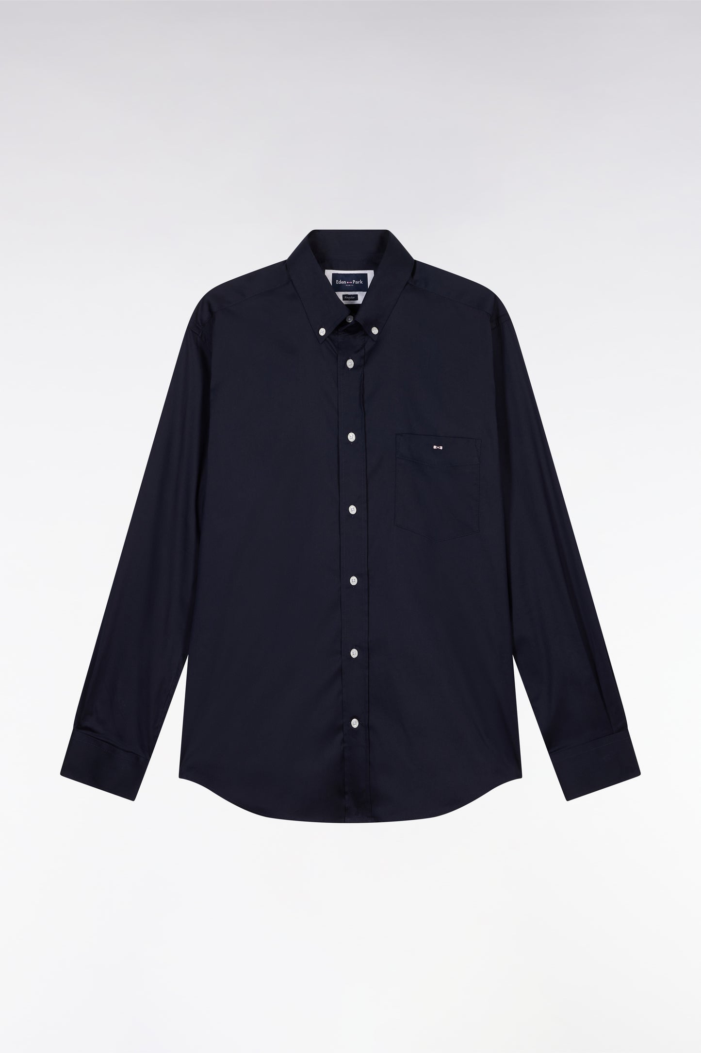 Straight-fit navy cotton twill shirt