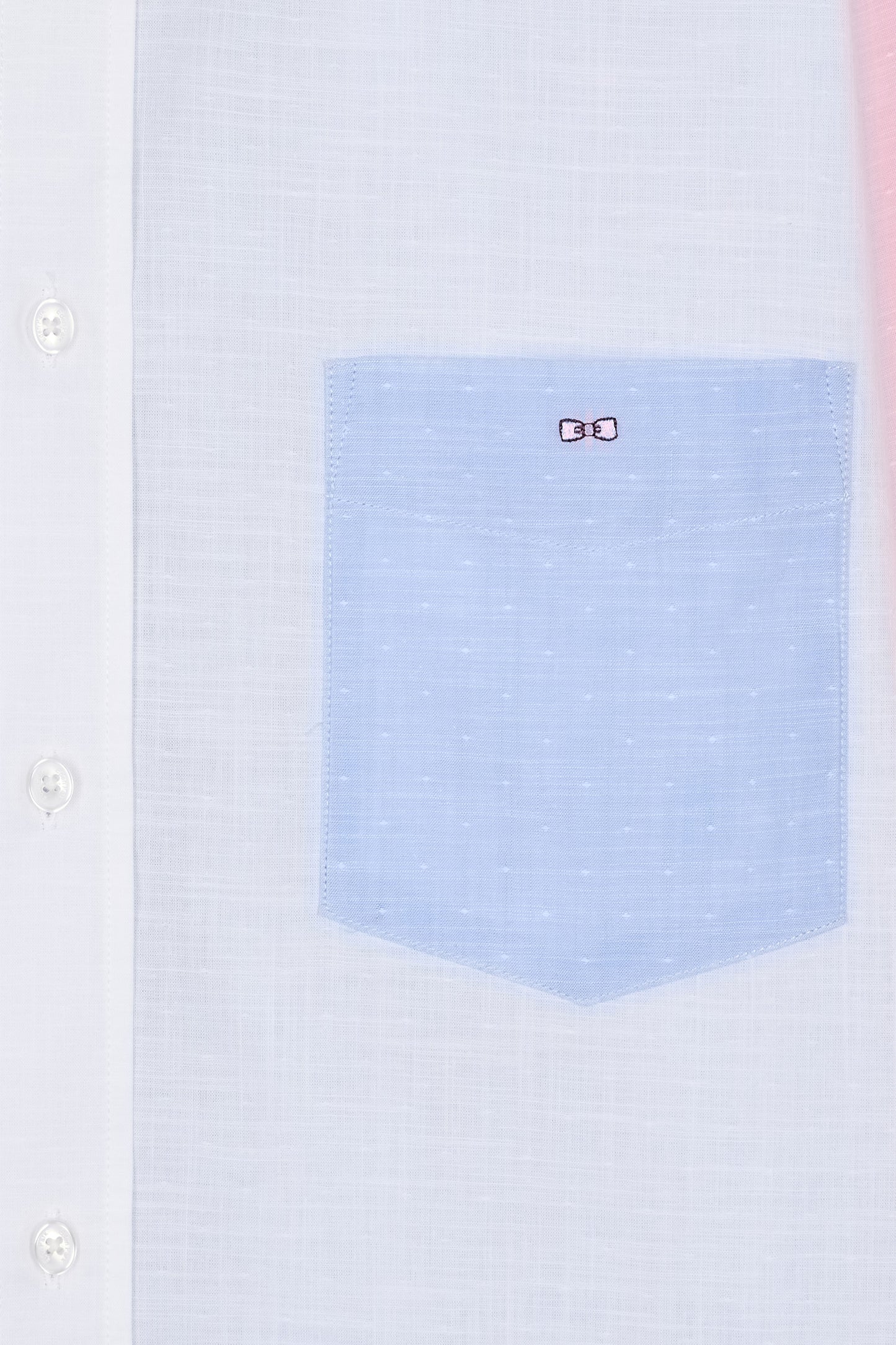 Straight-fit sky blue and pink cotton jacquard and dobby shirt