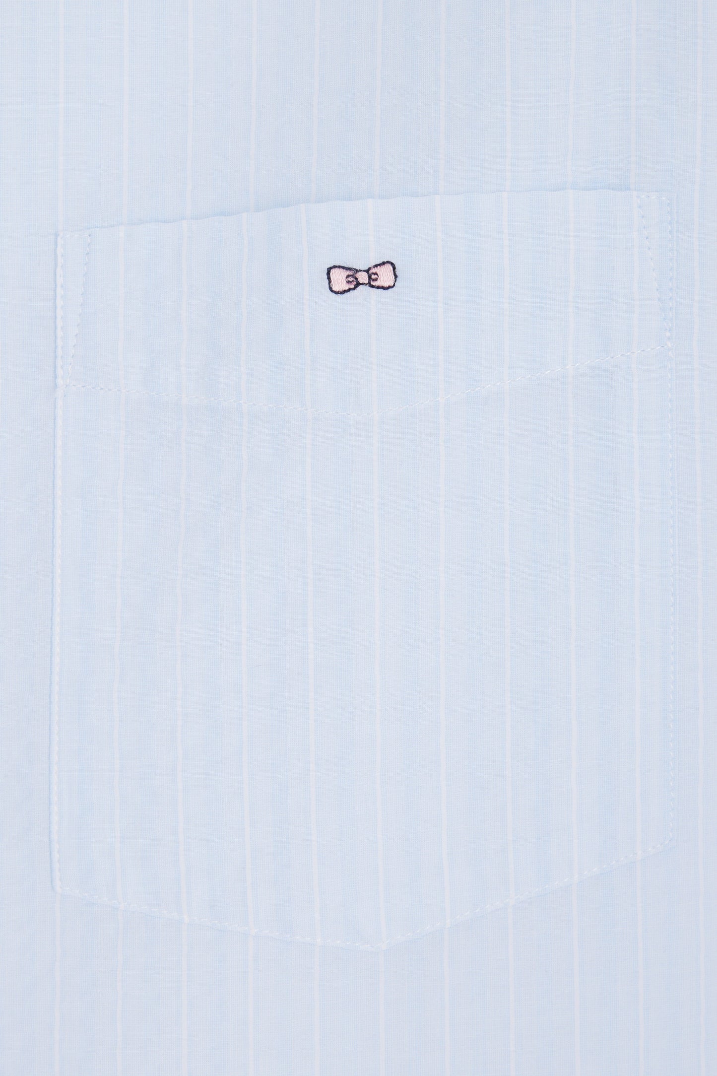Straight-fit sky blue striped seersucker cotton shirt