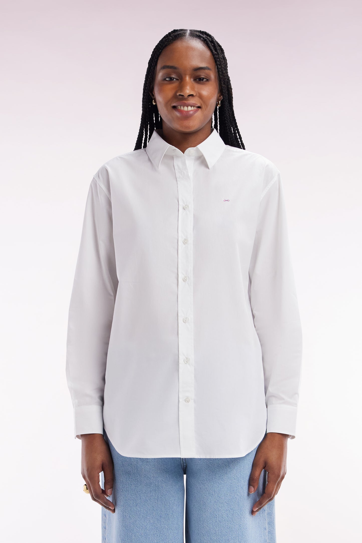 Relax-fit white cotton shirt
