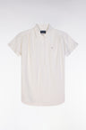 Relaxed-fit short-sleeved ecru cotton blouse