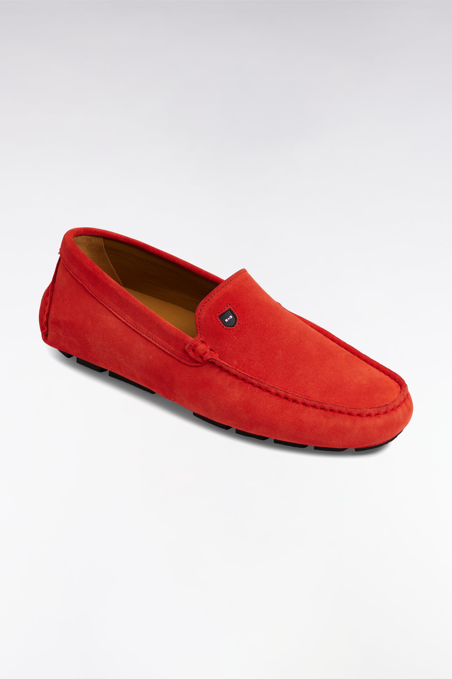 Red suede leather loafers