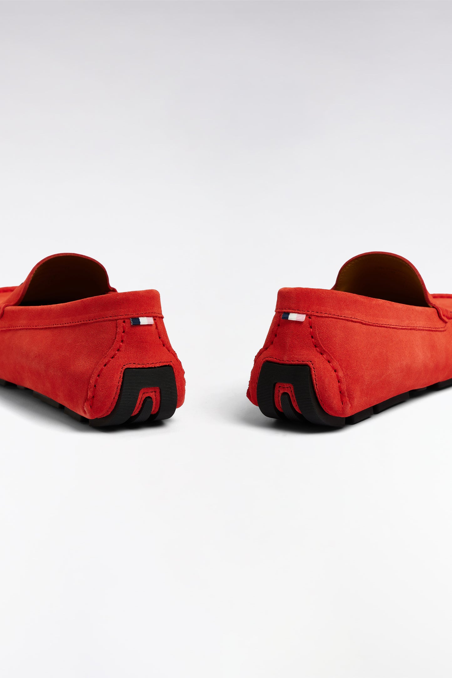 Red suede leather loafers