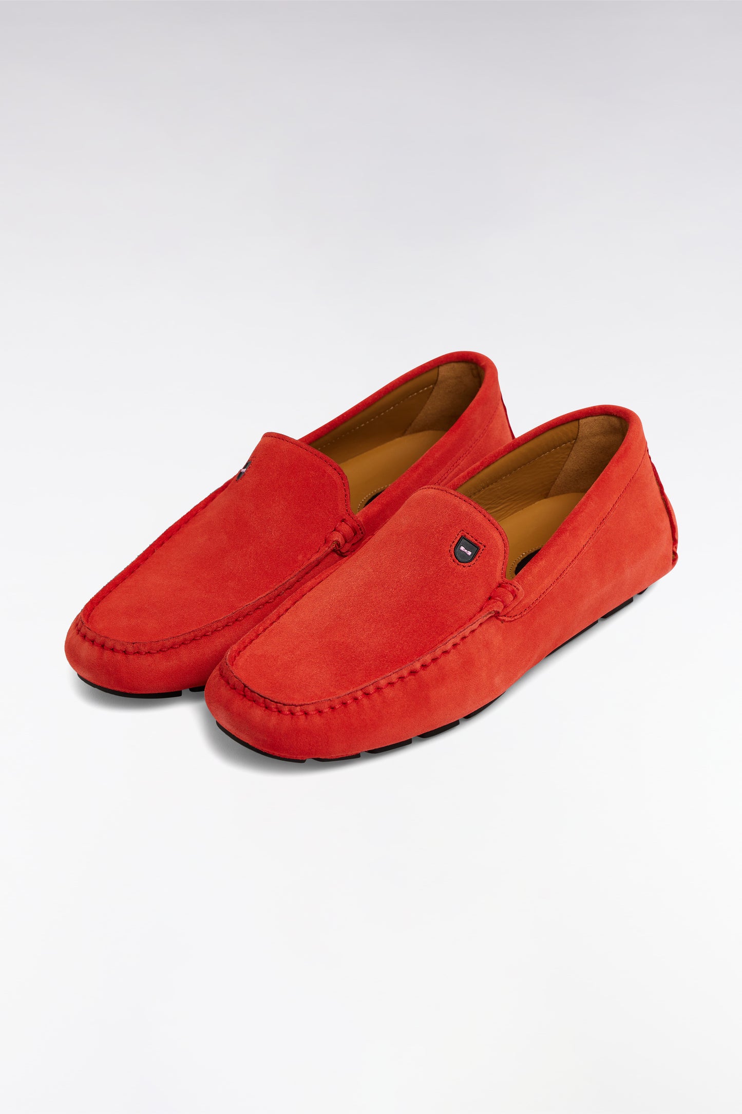 Red suede leather loafers