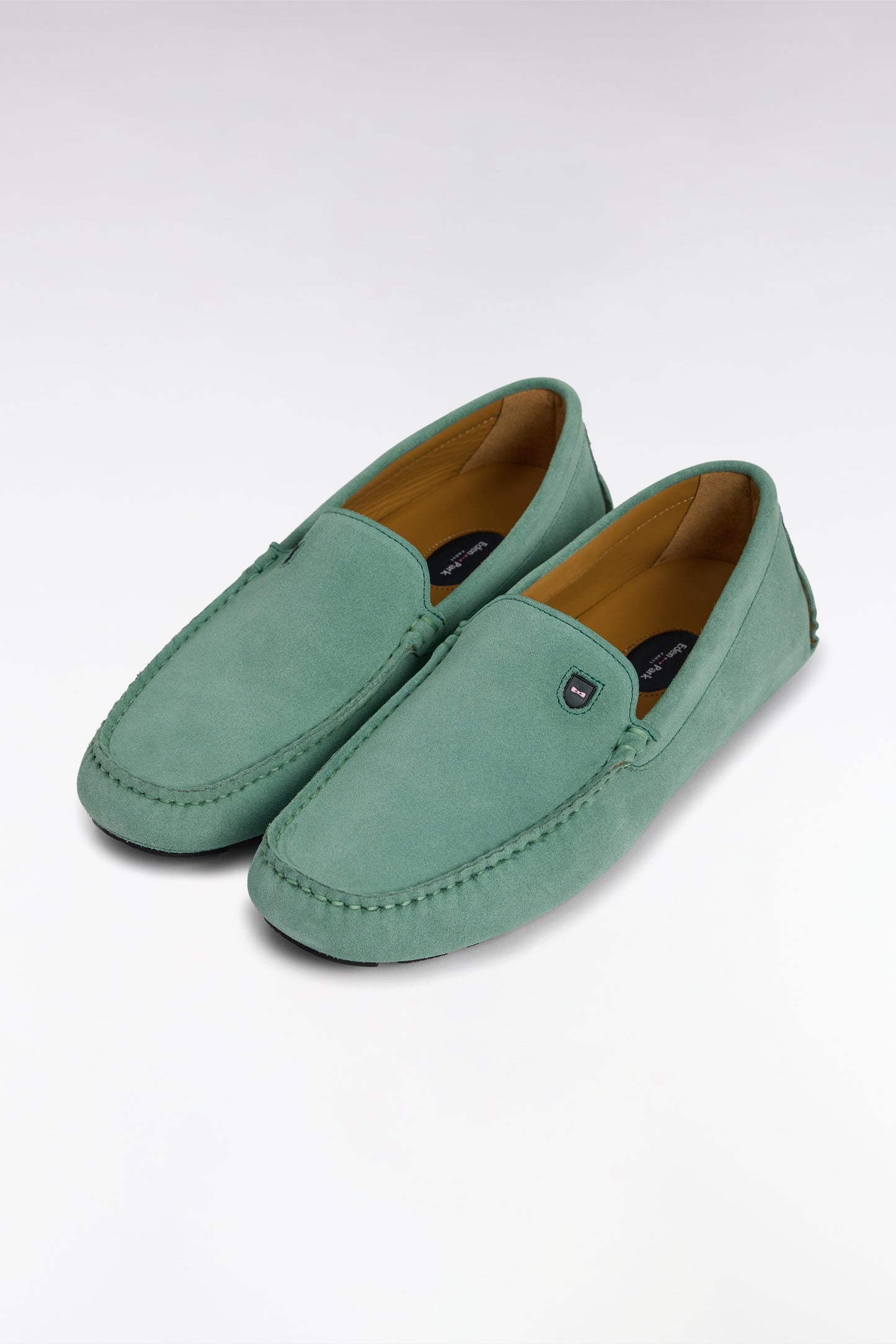 Green suede leather loafers