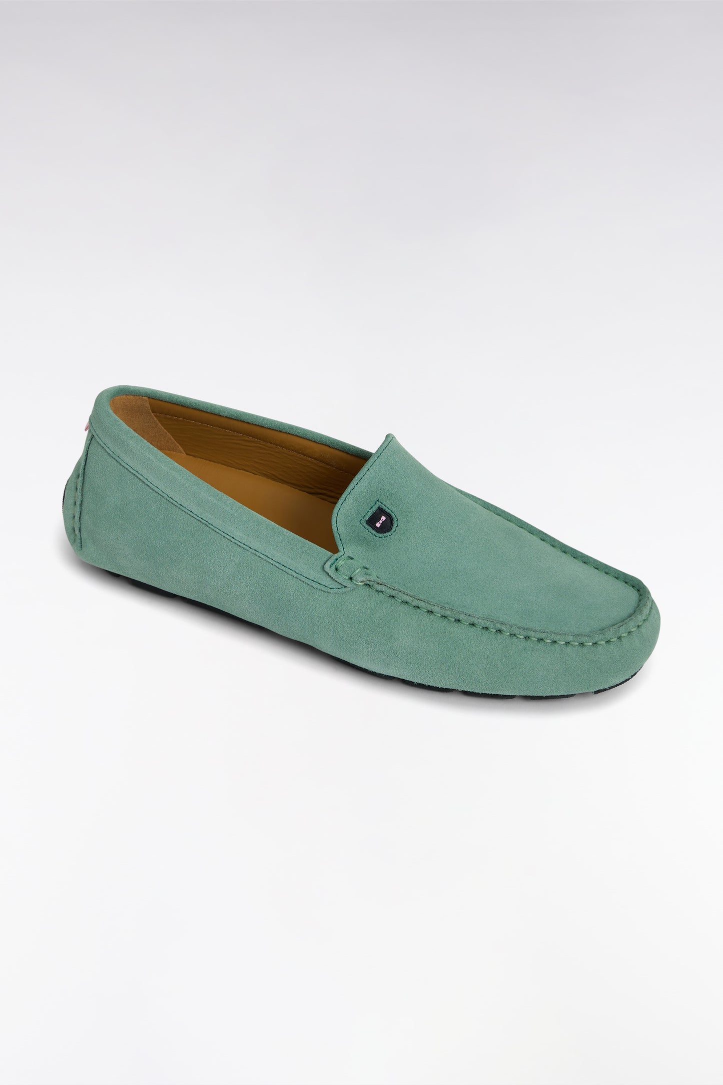 Green suede leather loafers