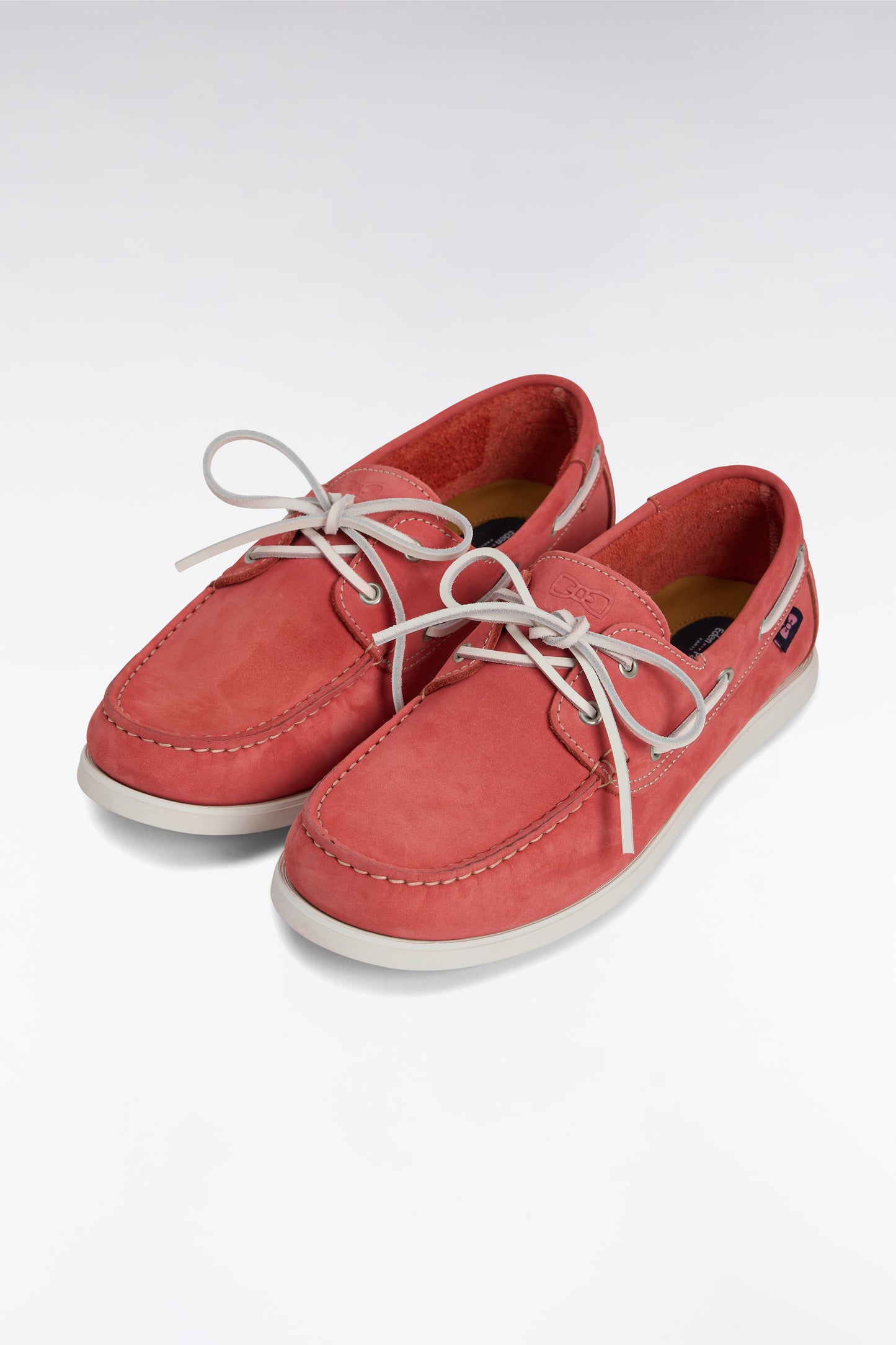 Red suede leather boat shoes style loafers