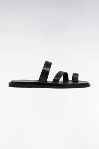 Black leather sandals