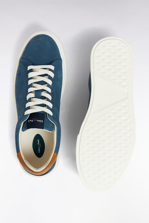 Blue-grey leather low-top sneakers - Image 3