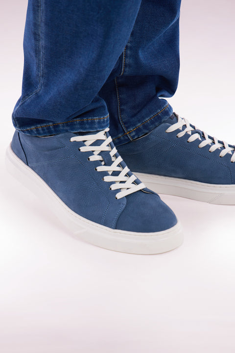 Blue-grey leather low-top sneakers - Image 2