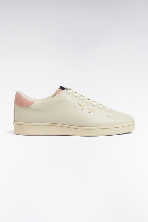 Beige leather low-top sneakers - Image 1