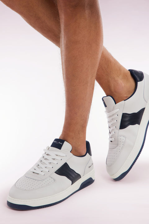 White leather sneakers with black details - Image 2