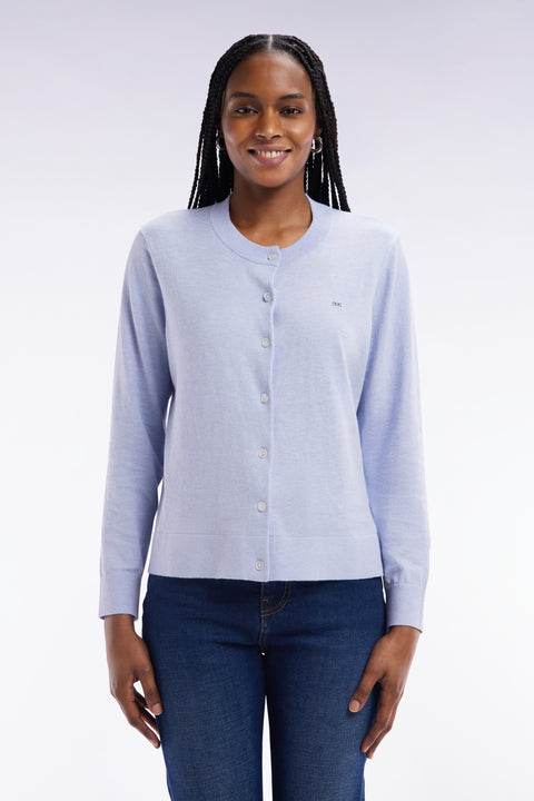 Light grey relaxed-fit cardigan in cotton-silk blend - Image 3