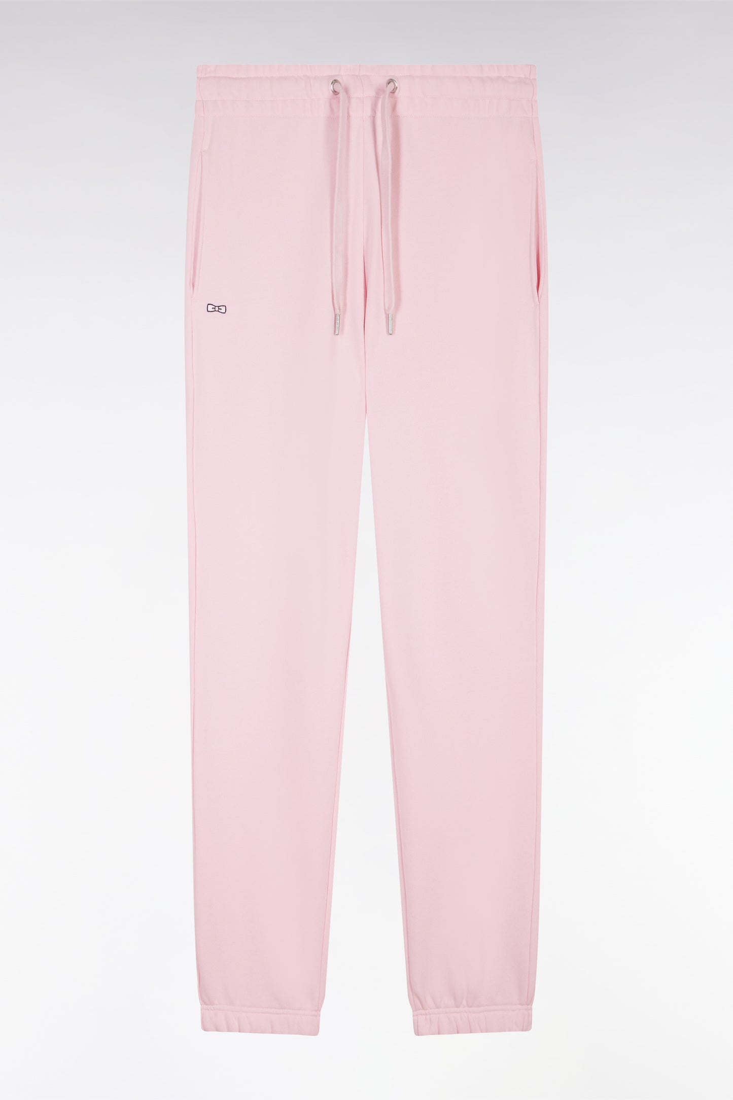 Pink straight-cut cotton fleece jogging