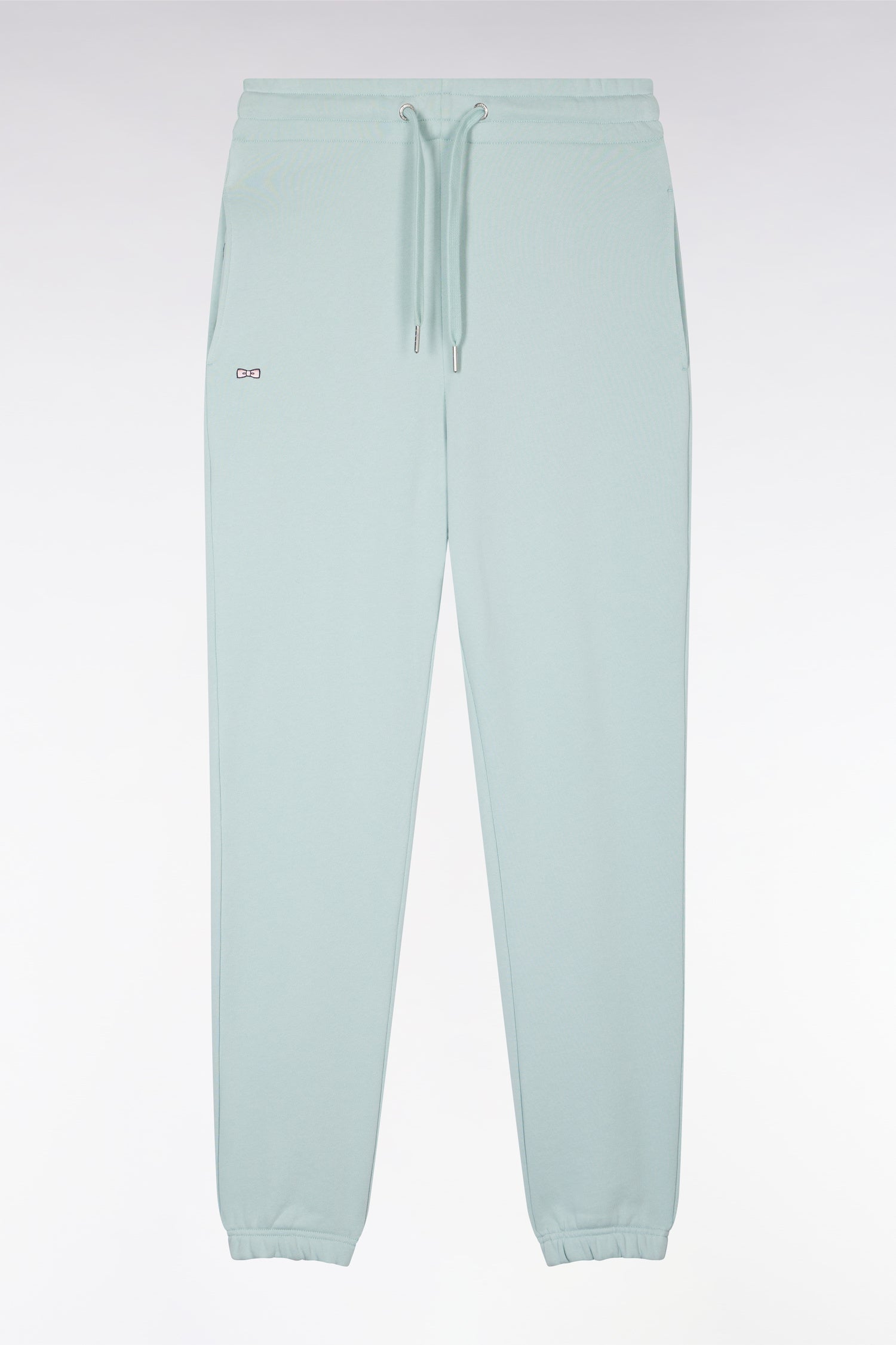 Short jogging en molleton coton vert d'eau coupe droite