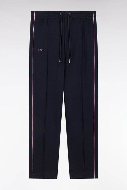 Straight-cut navy cotton interlock jogging pants - Image 2
