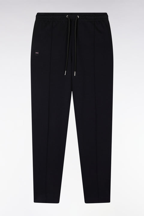 Straight-cut black cotton interlock jogging pants - Image 2