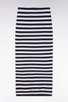 Relaxed-fit striped organic cotton and cashmere navy tube skirt