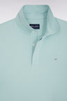 Slim-fit short-sleeved polo shirt in sea green stretch cotton piqué